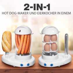 Clatronic 2in1 Hot Dog Maker &amp; Eierkocher Set f&uuml;r 1-14 W&uuml;rstchen wei&szlig;