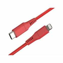 Networx Daten- und Ladekabel USB-C auf Lightning 1m Stoffmantel rot
