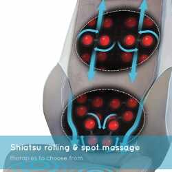 HoMedics Shiatsu Massageauflage Rollenmassage W&auml;rmefunktion Fernbedienung grau
