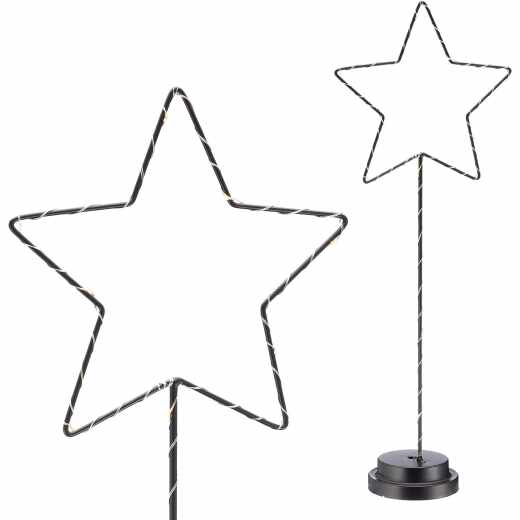 Cepewa LED Stern Weihnachtsstern Metall 51 cm warmwei&szlig; schwarz