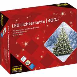 Idena 400er LED Lichterkette 400 LEDs Warmwei&szlig; Timer Funktion Innen &amp; Au&szlig;en